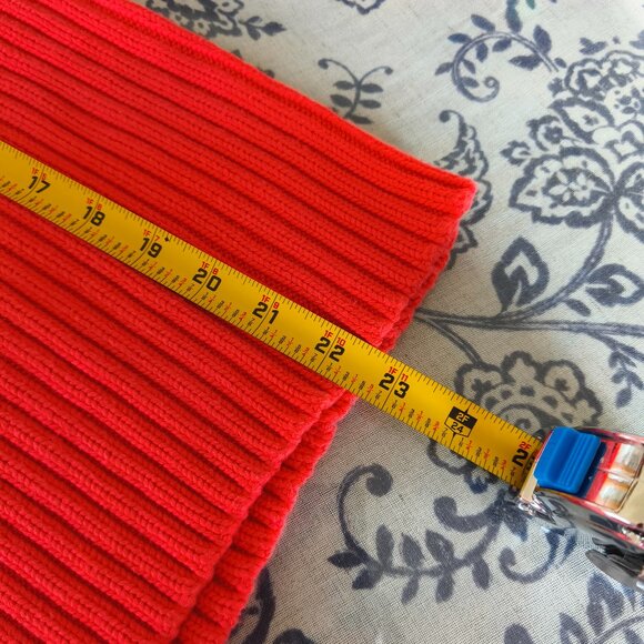 y2k J Crew 100% Cotton Chunky Ribbed Knit Turtleneck Sweater sz M Orange - Picture 7 of 9